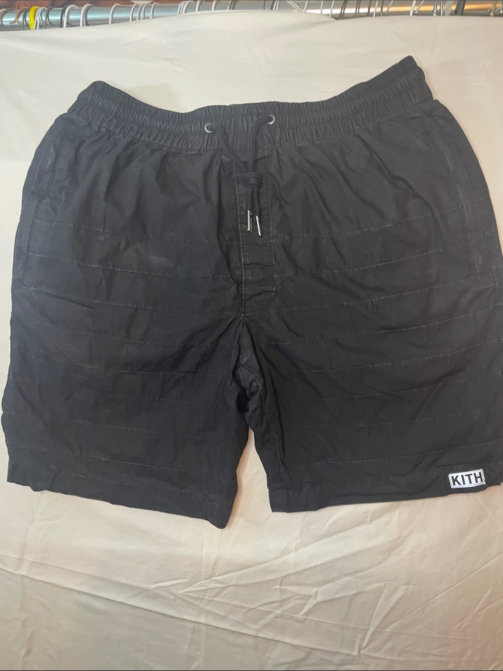 Kith Black Quilted Elastic Waist  Shorts